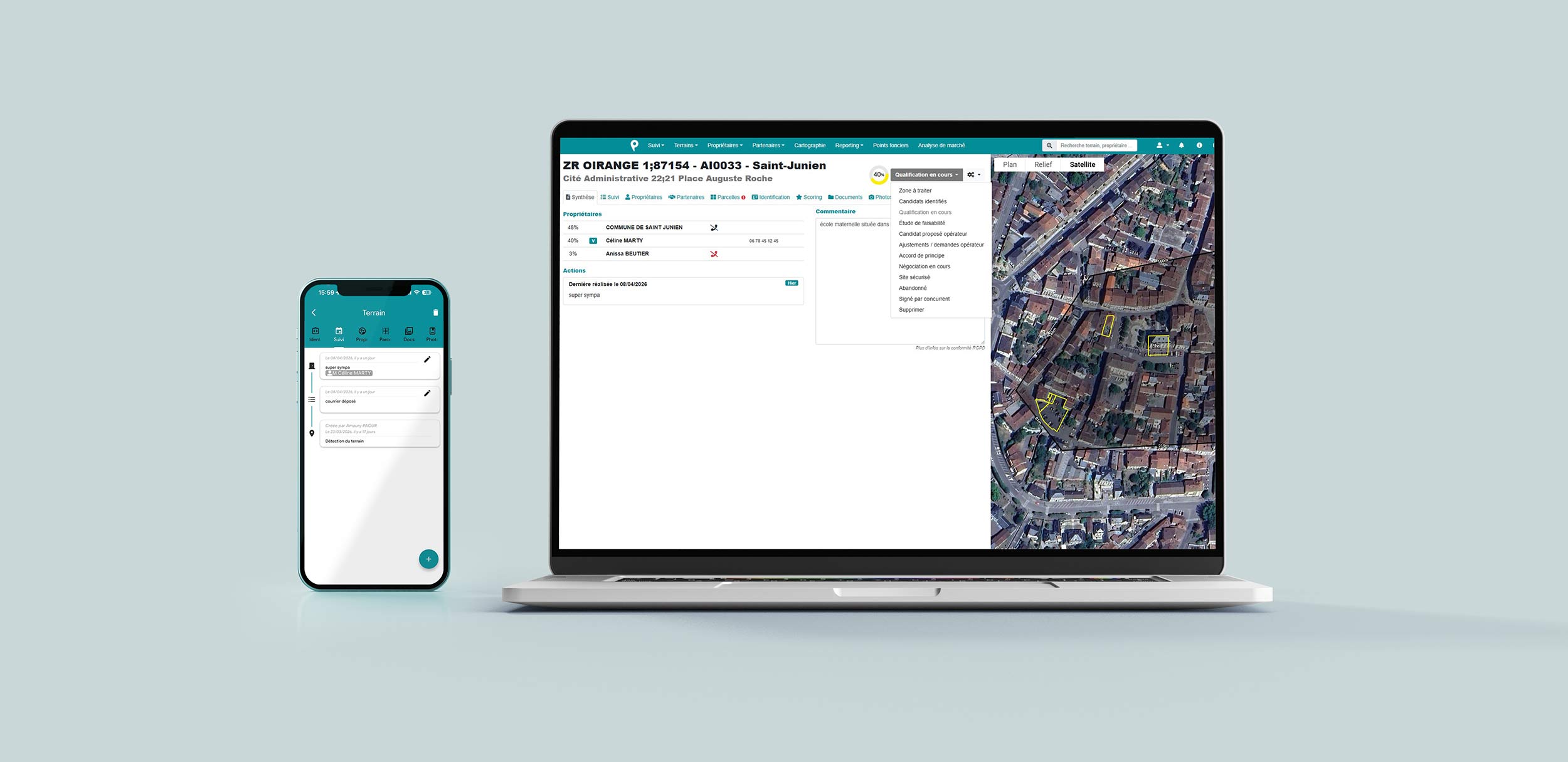 Logiciel Télécom : foncier et gestion du déploiement de sites et infrastructures télécom.