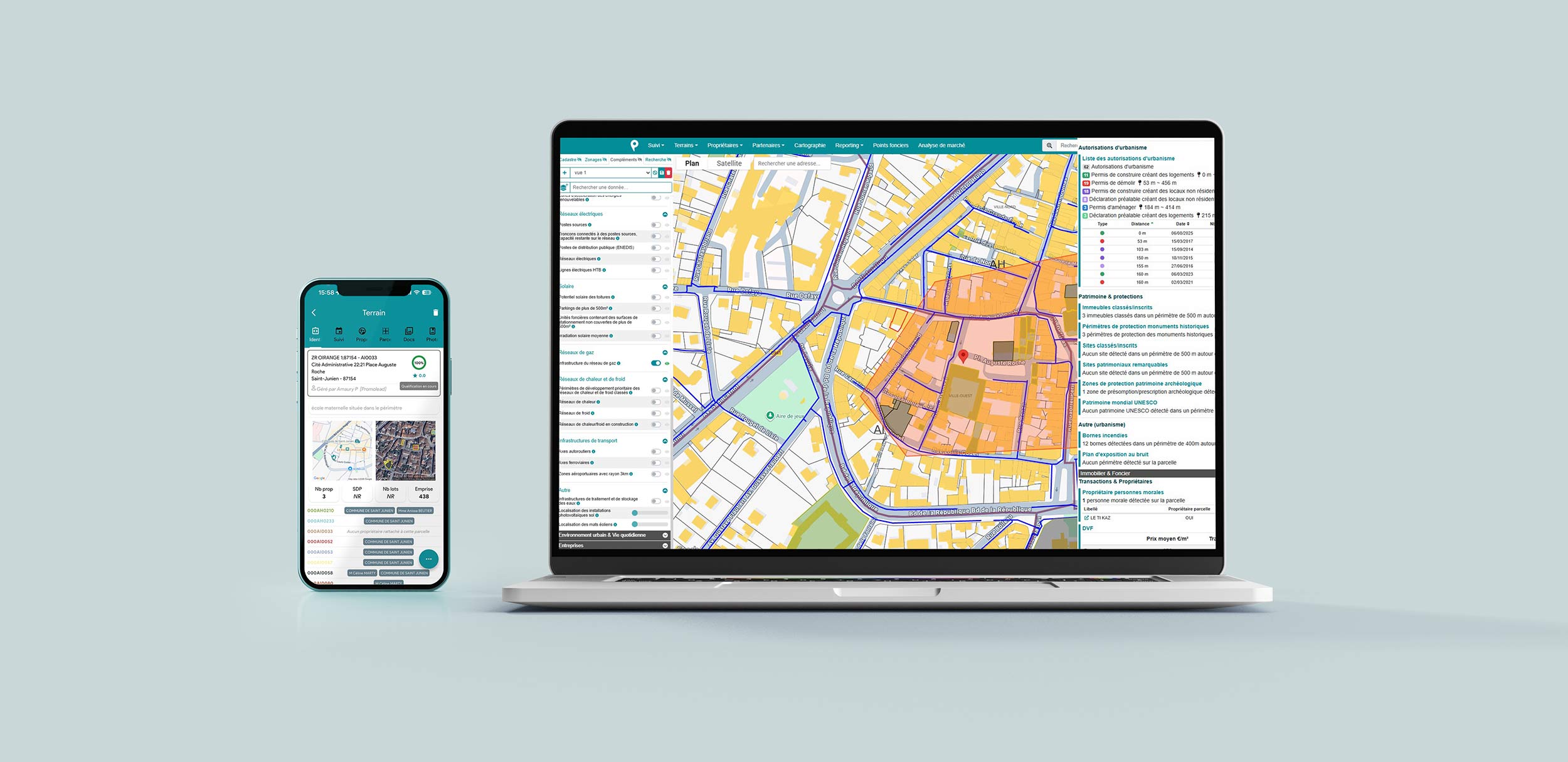 Logiciel Télécom : foncier et gestion du déploiement de sites et infrastructures télécom.